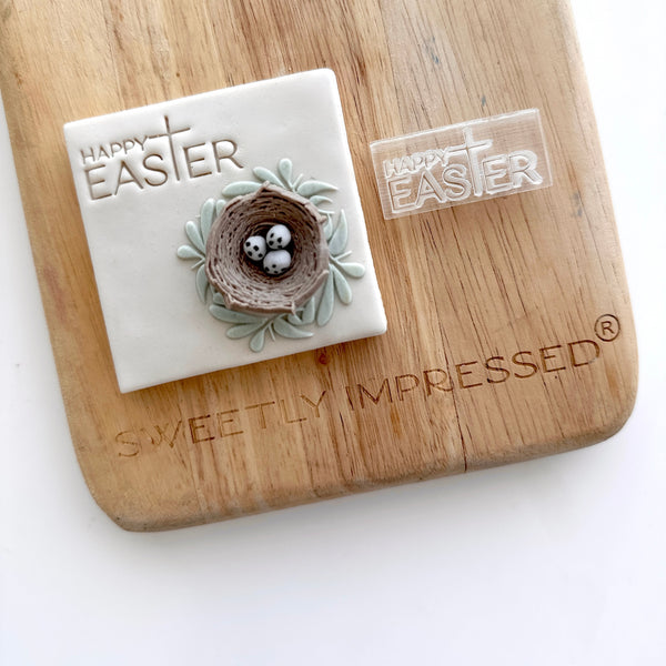 HAPPY EASTER WITH CROSS IMPRESSION STAMP