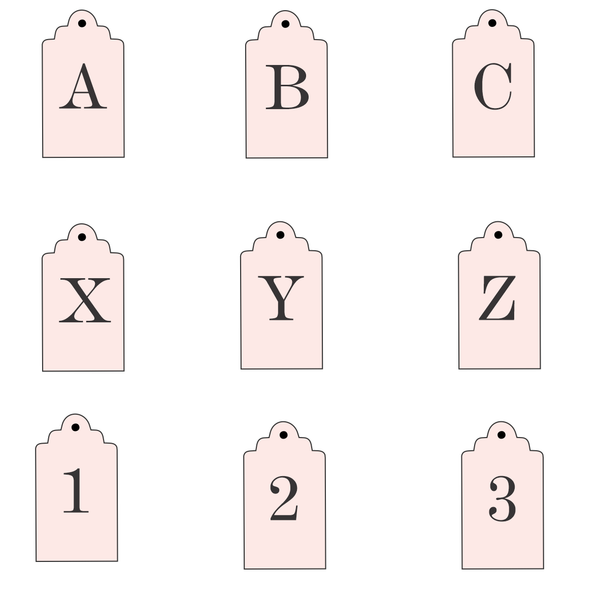 GIFT TAG  POP MOULD ALPHABET AND NUMBERS - SELECT FROM DROP DOWN
