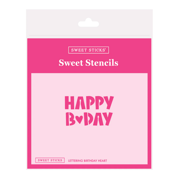 SWEET STICKS SWEET STENCILS - LETTERING BIRTHDAY HEART