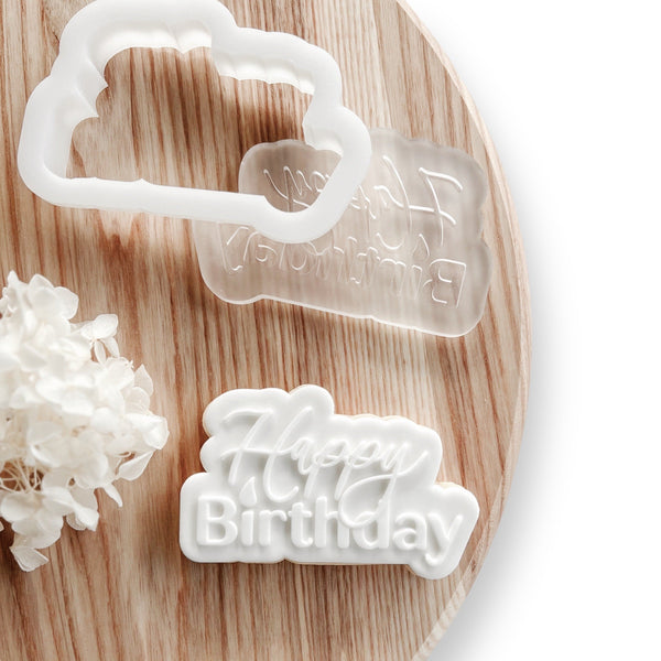 Happy Birthday cursive with matching cutter