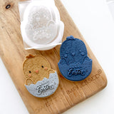 Discontinued - CHICKEN IN EGG HAPPY EASTER STAMP AND CUTTER