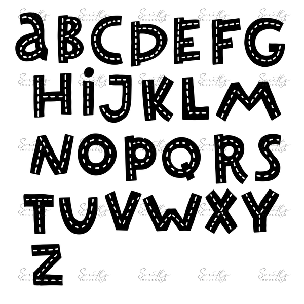 Race Track/Stitching FONT & NUMBER POP MOULD PLATE COMBO