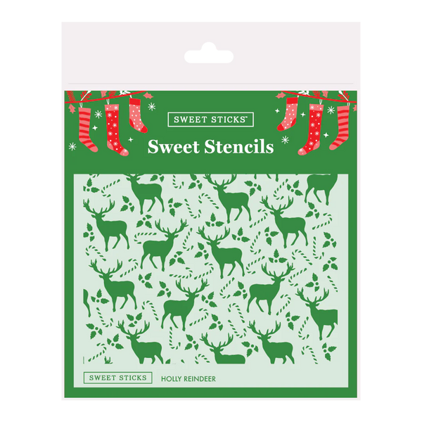 SWEET STICKS SWEET STENCILS - CHRISTMAS HOLLY REINDEER