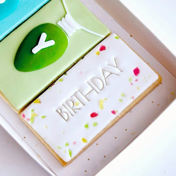BIRTHDAY BLOCK FONT IMPRESSION STAMP