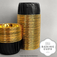 Cake Craft - Foil Baking Cup - Round - Black and Gold - 50 Pack