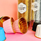 Cake Craft - Foil Baking Cup - Round - Pink and Gold - 50 Pack