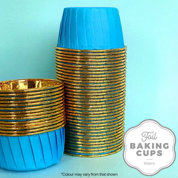 Cake Craft - Foil Baking Cup - Round - Blue and Gold - 50 Pack