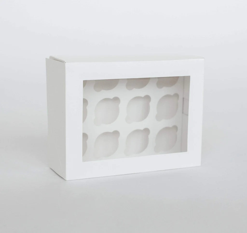 12 Mini Cupcake Boxes with Clear Window - Gloss White – Sweetly Impressed