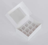 12 Mini Cupcake Boxes with Clear Window - Gloss White