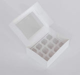 12 Mini Cupcake Boxes with Clear Window - Gloss White