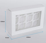 12 Regular Cupcake Boxes with Clear Window - Gloss White