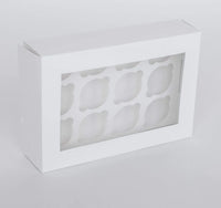 12 Regular Cupcake Boxes with Clear Window - Gloss White