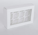 12 Regular Cupcake Boxes with Clear Window - Gloss White