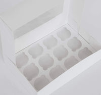 12 Regular Cupcake Boxes with Clear Window - Gloss White