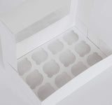 12 Regular Cupcake Boxes with Clear Window - Gloss White