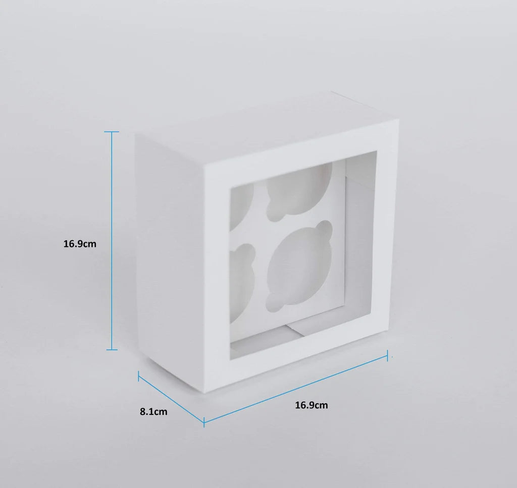 4 Regular Cupcake Boxes with Clear Window - Gloss White – Sweetly Impressed