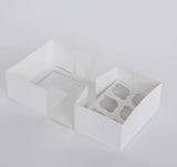 6 Mini Cupcake Boxes with Clear Window - Gloss White