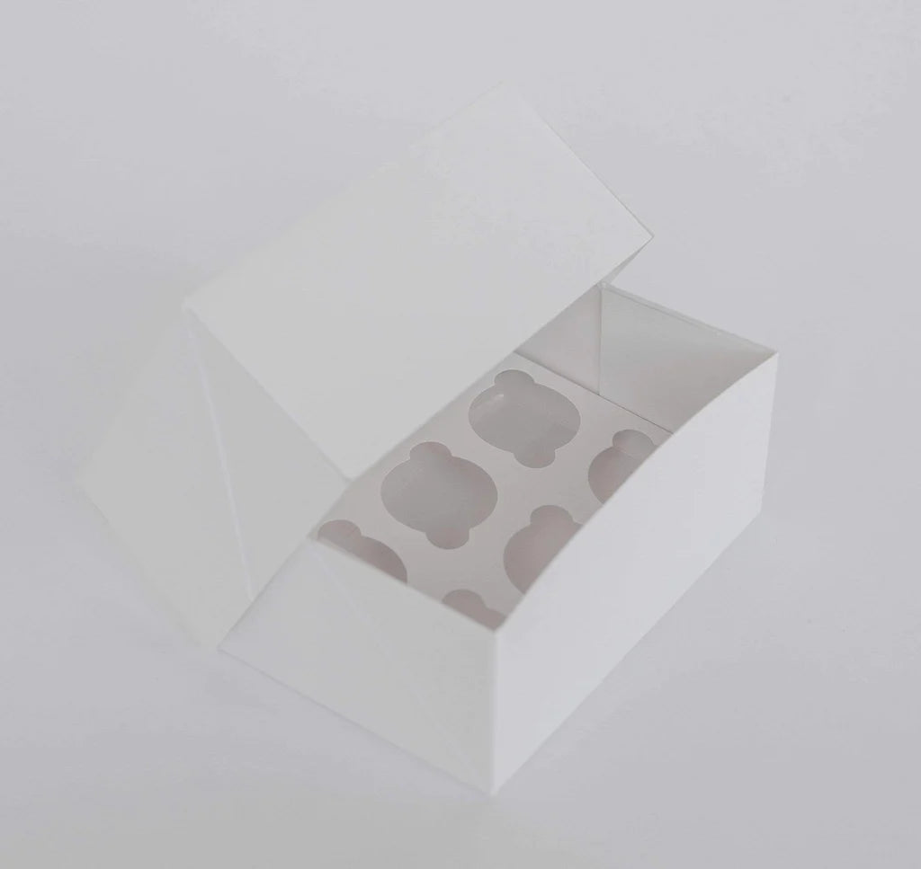 6 Mini Cupcake Boxes with Clear Window - Gloss White – Sweetly Impressed