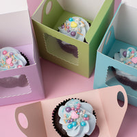 PAPYRUS SCALLOPED SINGLE CUPCAKE BOX (PACK OF 6) - MIXED