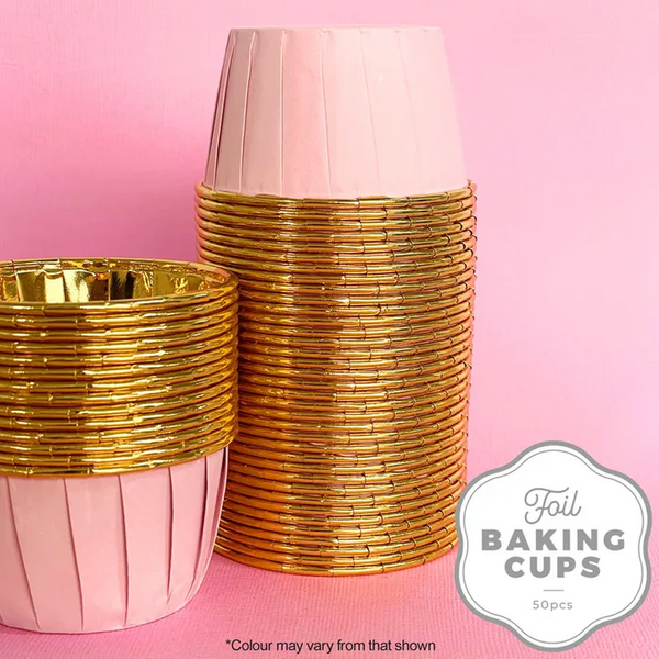 Cake Craft - Foil Baking Cup - Round - Pink and Gold - 50 Pack