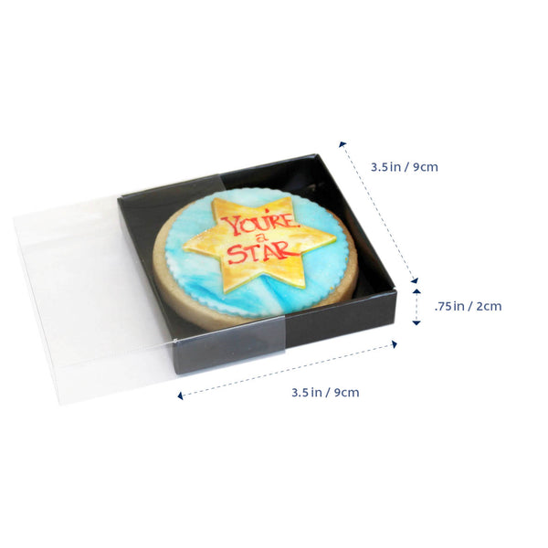Black Single Cookie Box 9x9x2cm - Ready Assembled