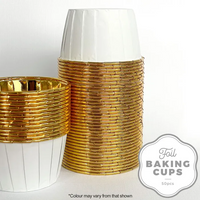 Cake Craft - Foil Baking Cup - Round - White and Gold - 50 Pack