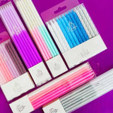 WISH - 8CM PINK TO PURPLE SPIRAL CANDLES - 24 CANDLES