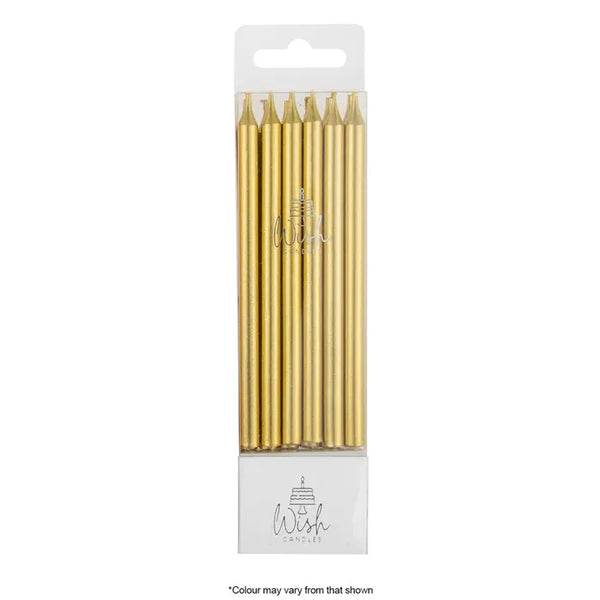 WISH - TALL LINE CANDLES - METALLIC GOLD - 12 CANDLES
