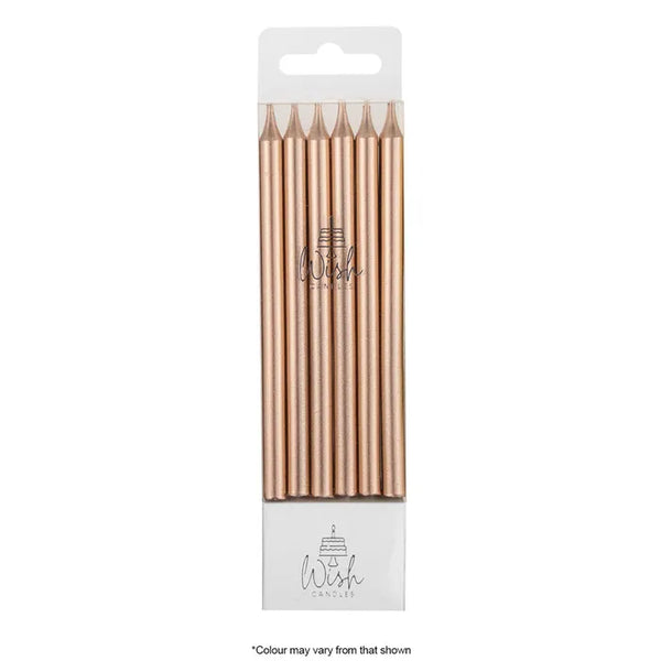 WISH - TALL LINE CANDLES - METALLIC ROSE GOLD - 12 CANDLES