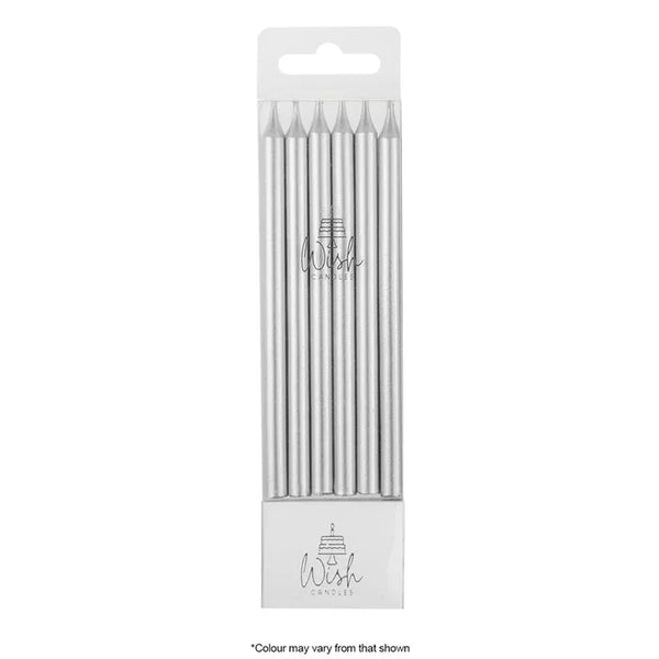 WISH - TALL LINE CANDLES - METALLIC SILVER - 12 CANDLES