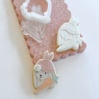 KNITTED BEANIE BUNNY POP STAMP  WITH MATCHING CUTTER