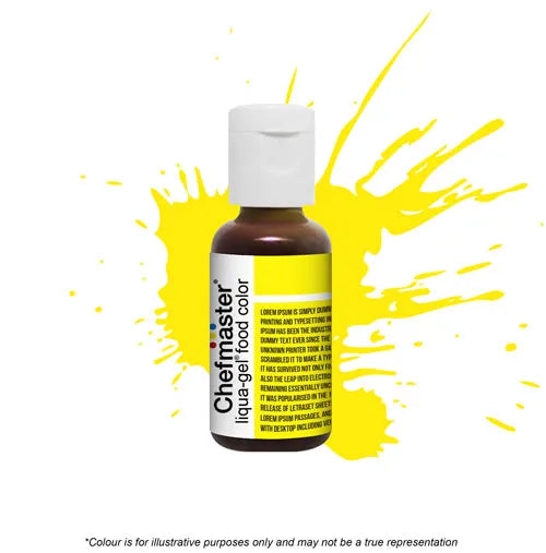 CHEFMASTER - NEON BRIGHT YELLOW - LIQUA-GEL FOOD COLOUR - 0.70 OZ/20 GRAMS