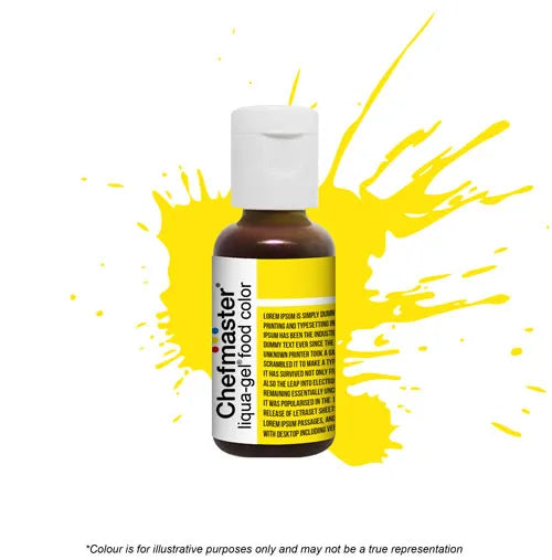 CHEFMASTER - LEMON YELLOW - LIQUA-GEL FOOD COLOUR - 0.70 OZ/20 GRAMS