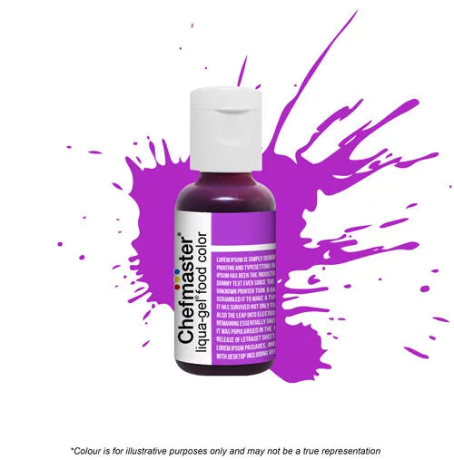 CHEFMASTER - NEON BRIGHT PURPLE - LIQUA-GEL FOOD COLOUR - 0.70 OZ/20 GRAMS