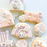 Happy Birthday Power Pop! stamp (DAISY FLOWER THEME)  with matching cutter