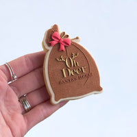HESSIAN SANTA SACK POP! STAMP WITH CUTTER - OH DEER WORDING